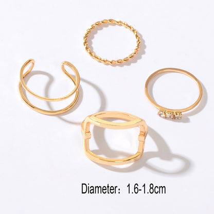 4 pcs Gold Hollow Stackable Knuckle Cuff Joint Finger Midi Rings set Size Mixed-3
