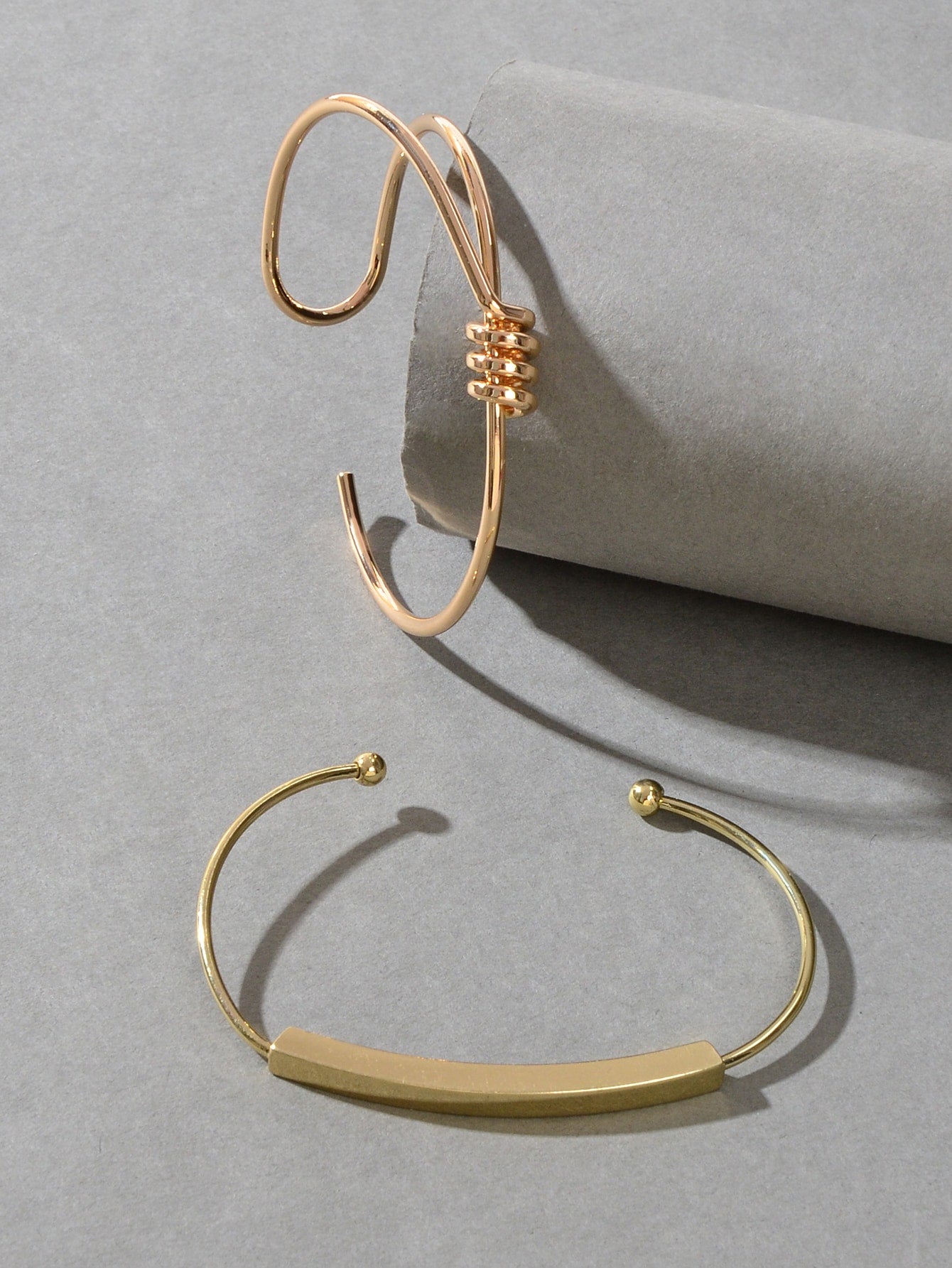 Set of 2 Cuff Bangle Gold Bracelets Elegant Accessories Ensemble Jewellery Gift-0