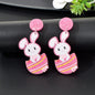 Pink Easter Bunny Pendant Earrings - Festive and Fun Fashion Accessories-0