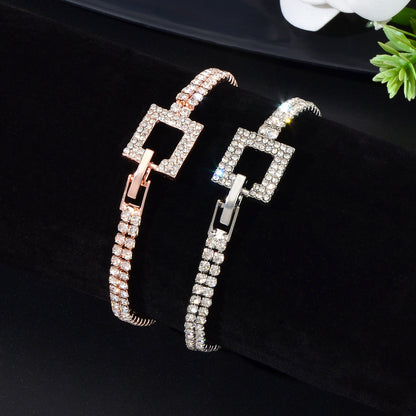 Shimmering Full Rhinestone Clasp Bracelet Elegant Sparkle Jewelry for Your Wrist-0