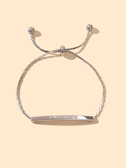 Letter Engraved Adjustable Bar and Ball Beaded Slide Strand Lover Dream Bracelet-4