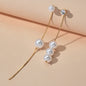 Luxury Jewellery Rhinestone Long Gold Chain Beads Asymmetric Earrings Ear Jacket-0