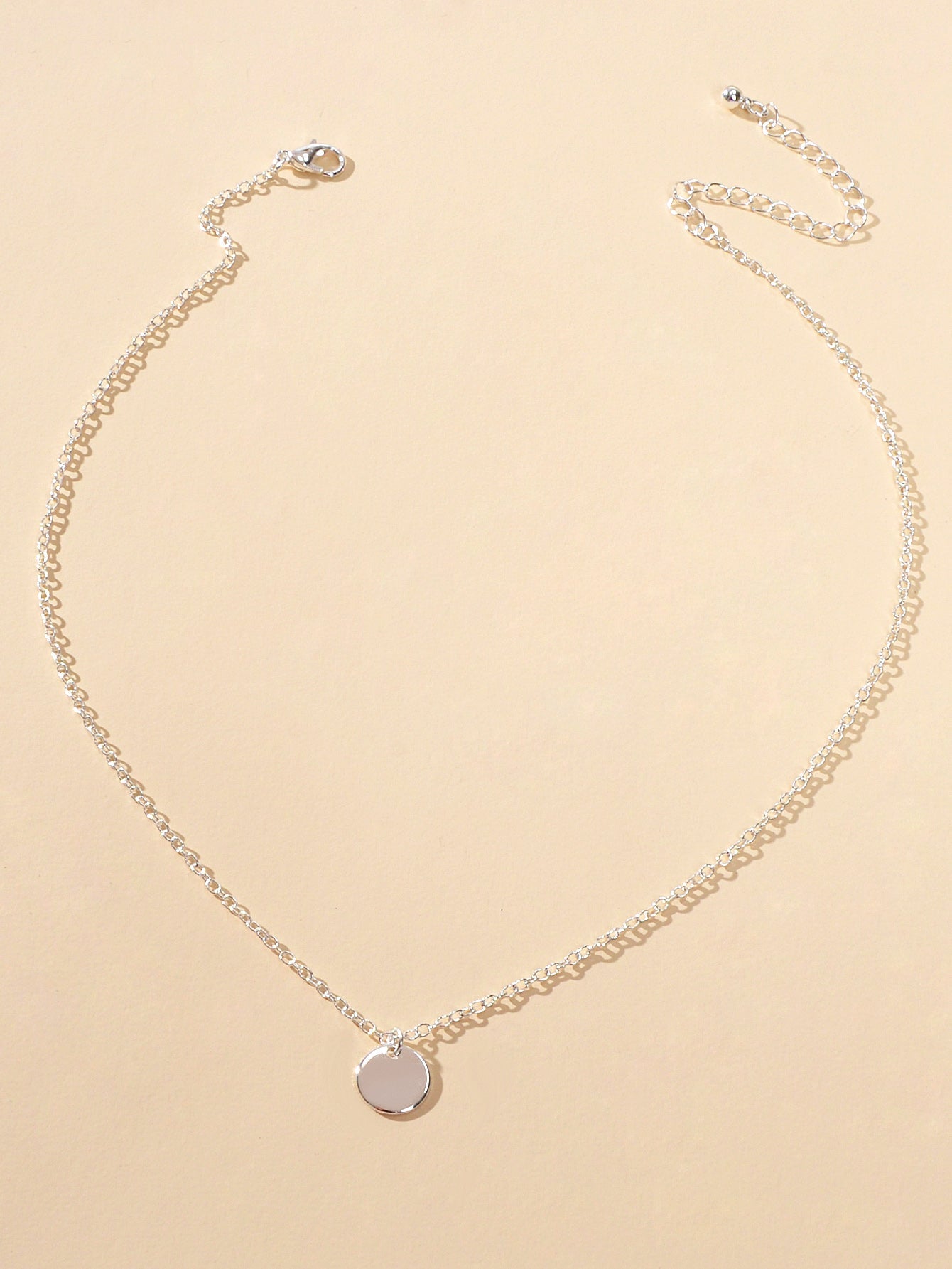 AU Post Round Disc Charm Choker Tag Necklace Circle Pendant Bib Plain Collar-4