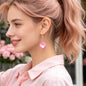 Cute White Cat Hotpink Bottle Cap Dangle Earrings Sweet Jewelry for Daily Party Gift-0