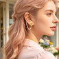 1 pc Gold Heart Imitation Pearl Chain Ear Cuff Climber Earring Romantic Dating Jewelry Festival Gift-0