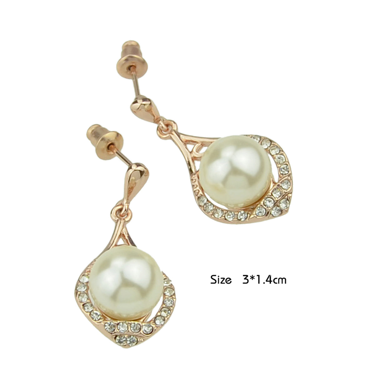 Perfect Wedding and Engagement Jewellery Pearl Rhinestone Water Drop Earrings-2