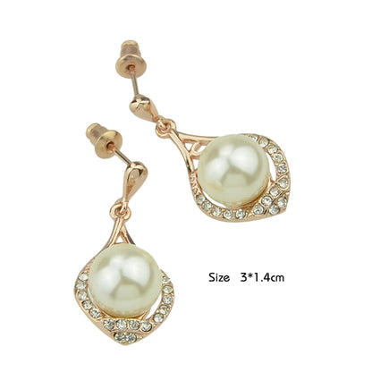Perfect Wedding and Engagement Jewellery Pearl Rhinestone Water Drop Earrings-2