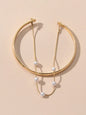 Fashion New Faux Pearl Decor Chain Gold Bracelet Cuff Bangle for Women Jewellery-0