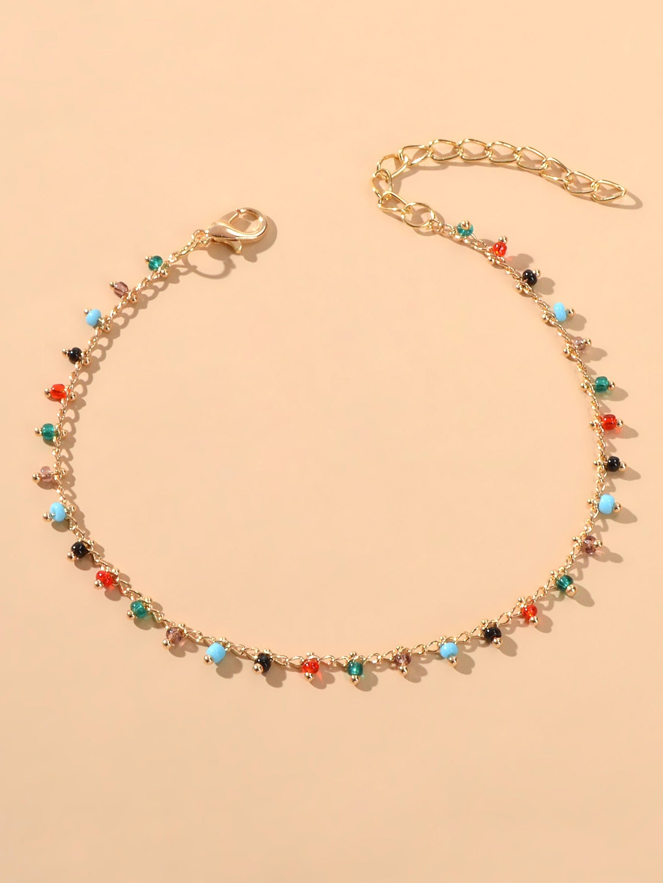 Feelontop Colorful Beads Gold Anklet Bohemia Handmade Beach Bracelet Foot Chain-1