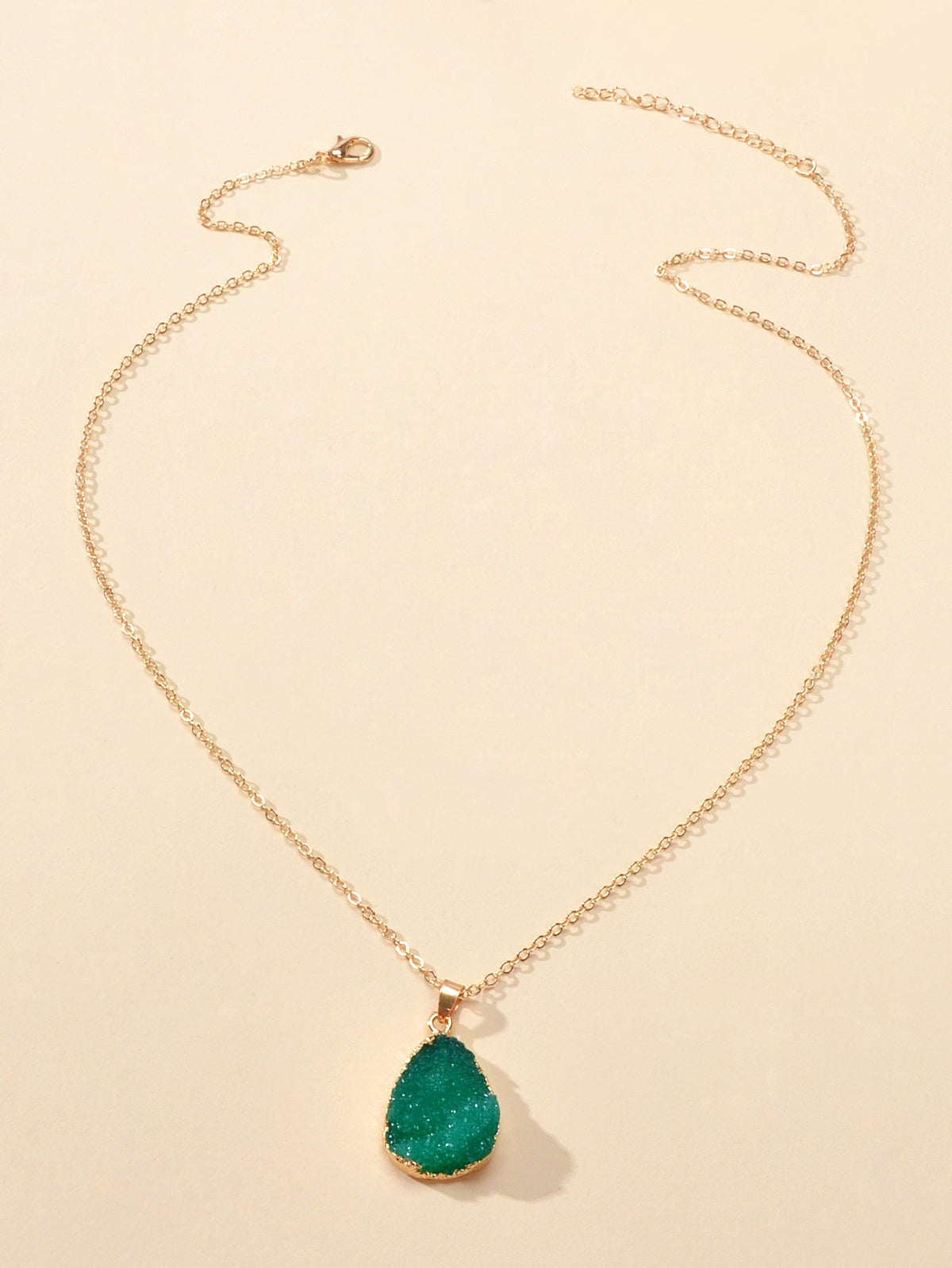 Boho Chic Gold Chain Colorful Stone Resin Water Drop Pendant Ethnic Necklace-1