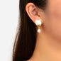Lovely Cartoon White Bear Pierced Pearl Charm Gold Heart Hypoallergenic Earrings-0