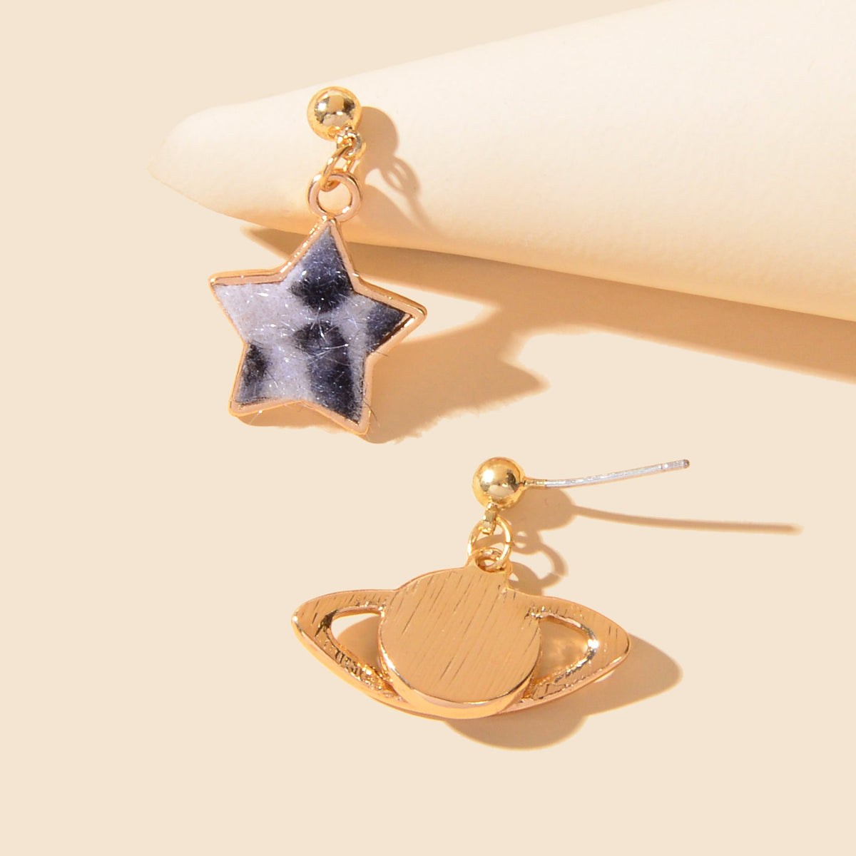Asymmetric Jewellery Leopard Pattern Star Planet Dangle Earrings Accessories-3