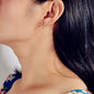 Gold Plated Rhinestone Decor V shape Stud Pierced Personality Geometric Earrings-0