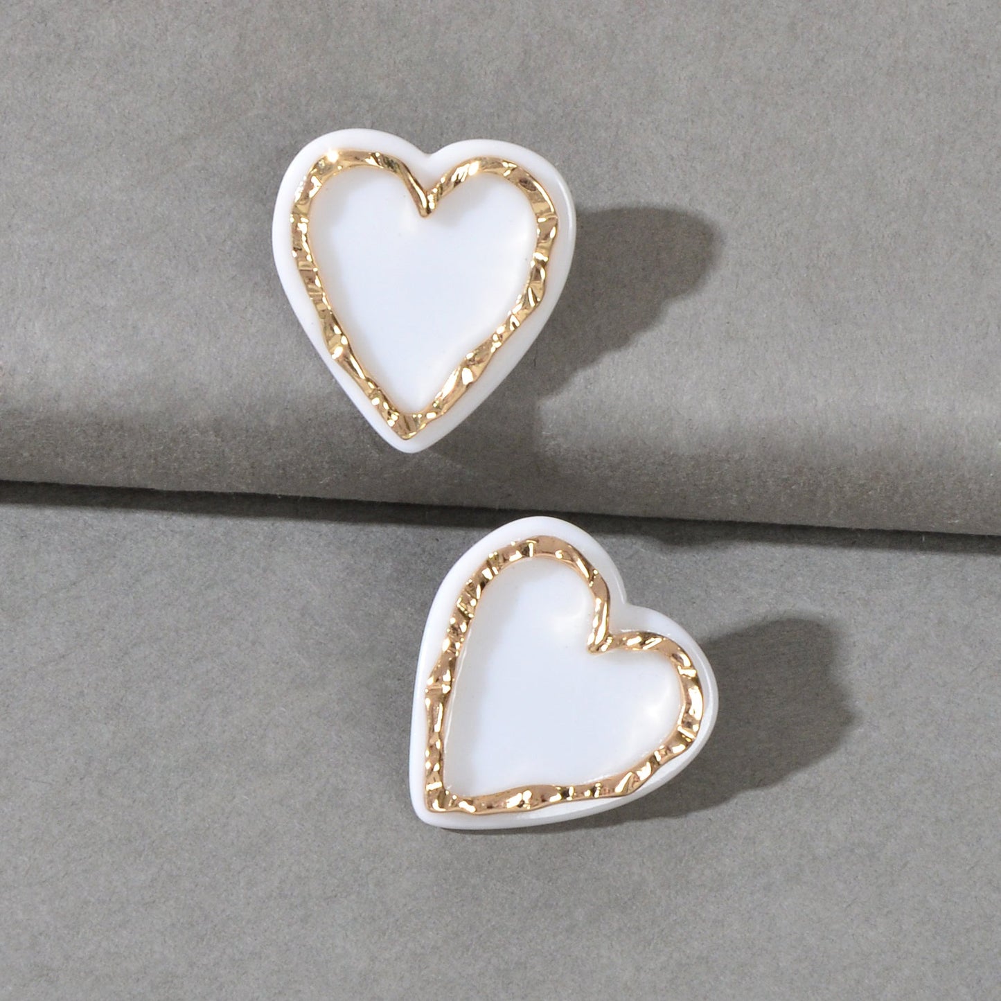 Classic White Resin Heart Stud Personality Earrings for Wife Girls Jewelry Gift-1