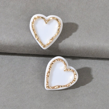 Classic White Resin Heart Stud Personality Earrings for Wife Girls Jewelry Gift-1