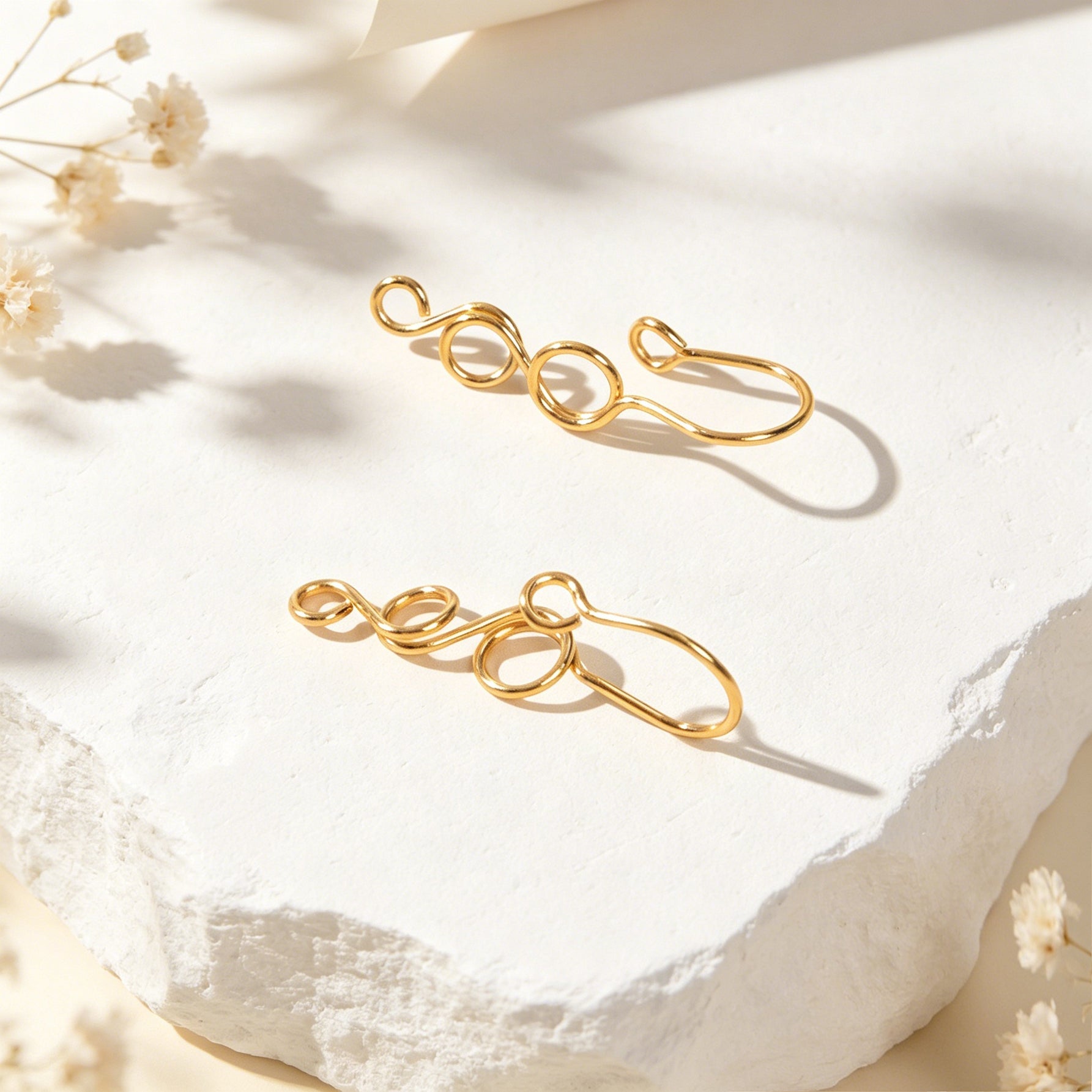 Handmade Twisted Multi Loop Wire Ear Cuffs No Piercing Gold Cartilage Ear Clips-1