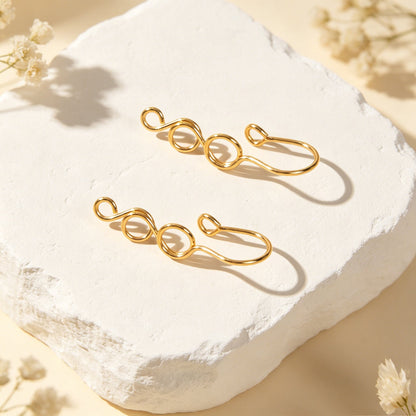 Handmade Twisted Multi Loop Wire Ear Cuffs No Piercing Gold Cartilage Ear Clips-3