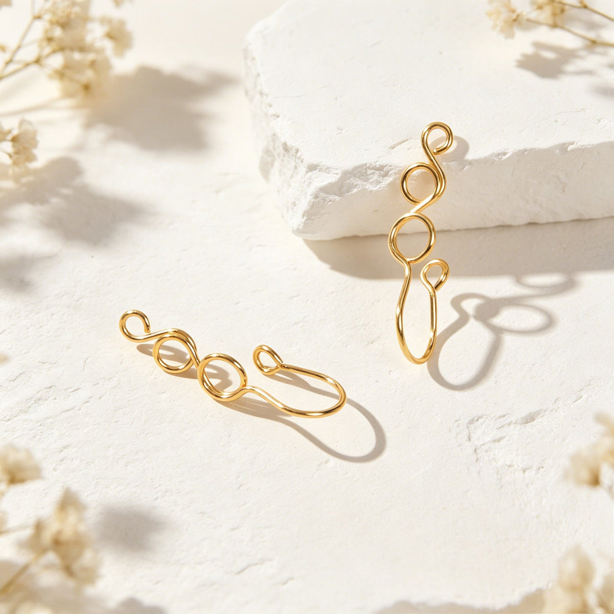 Handmade Twisted Multi Loop Wire Ear Cuffs No Piercing Gold Cartilage Ear Clips-4