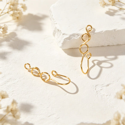 Handmade Twisted Multi Loop Wire Ear Cuffs No Piercing Gold Cartilage Ear Clips-4