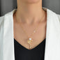 Party Prom Jewelry Golden Chain Imitation Pearl Decor Leaf Branch Pendant Necklace-0