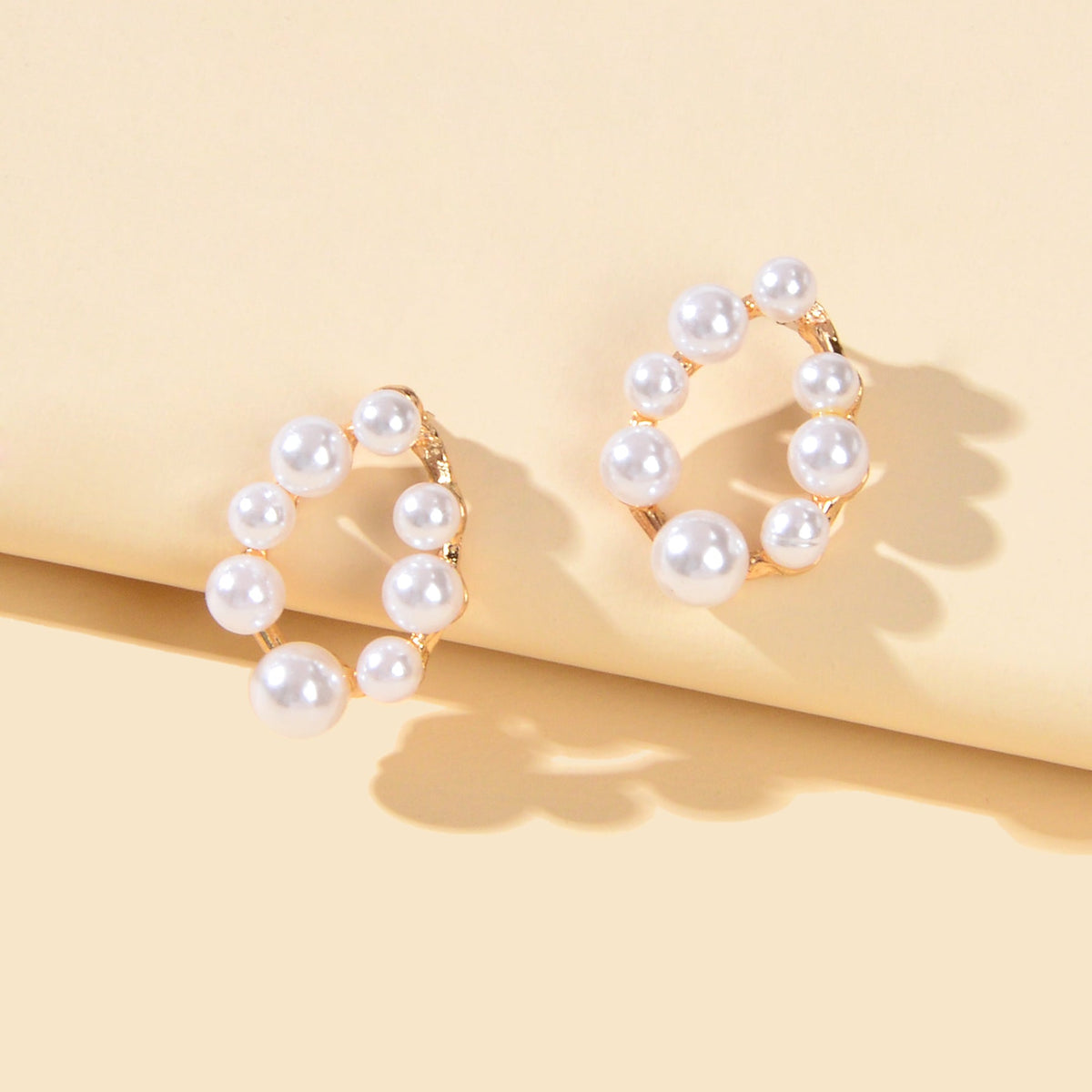 Birthday Anniversary Jewellery Faux Pearl Geometric Stud Hypoallergenic Earrings-1