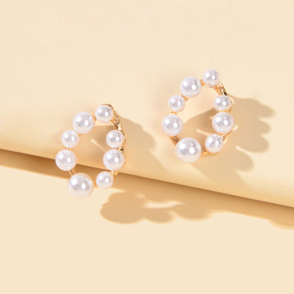 Birthday Anniversary Jewellery Faux Pearl Geometric Stud Hypoallergenic Earrings-1