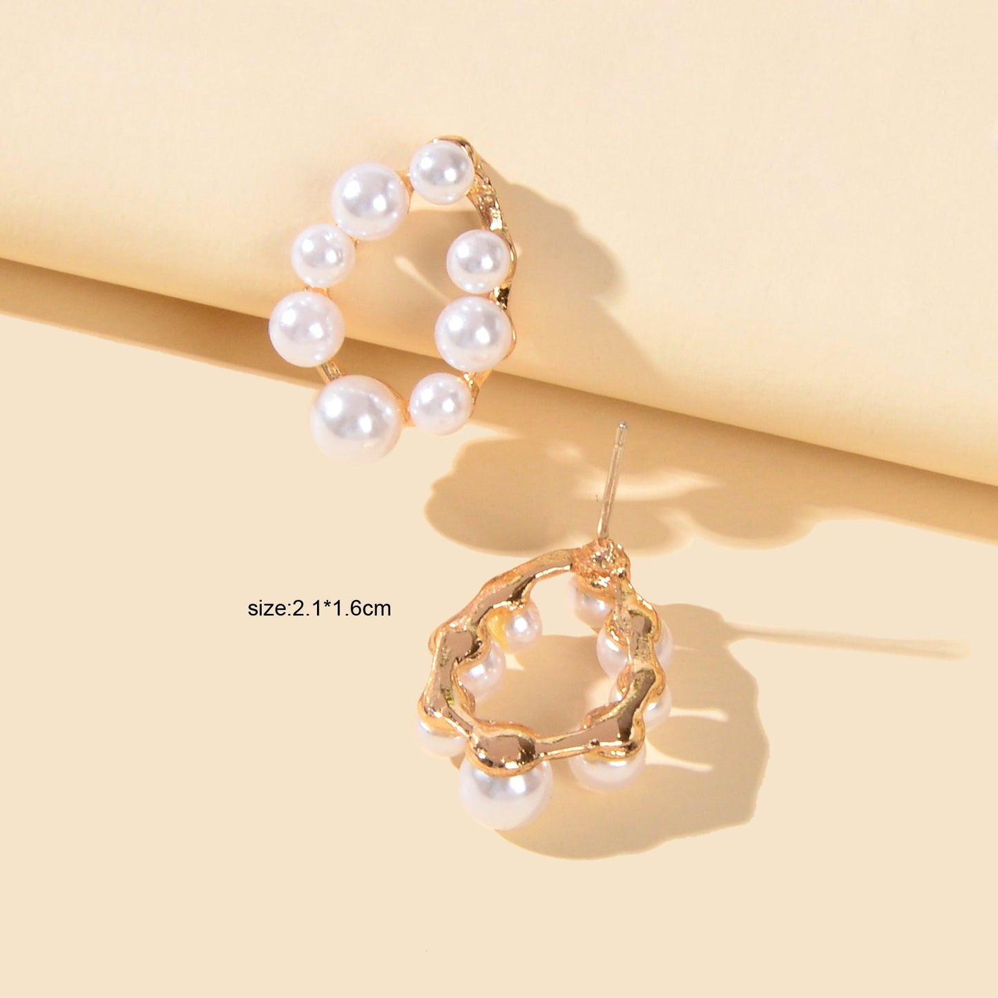 Birthday Anniversary Jewellery Faux Pearl Geometric Stud Hypoallergenic Earrings-3