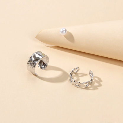 3 pcs Imitation Pearl Stud Gold Silver Hollow out Heart Ear Cuff Cartilage Earrings set-2