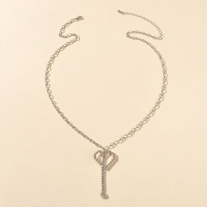 Long Silver Chain Heart Elements Charm Sweater Chain Necklace Best Friend Gift-2