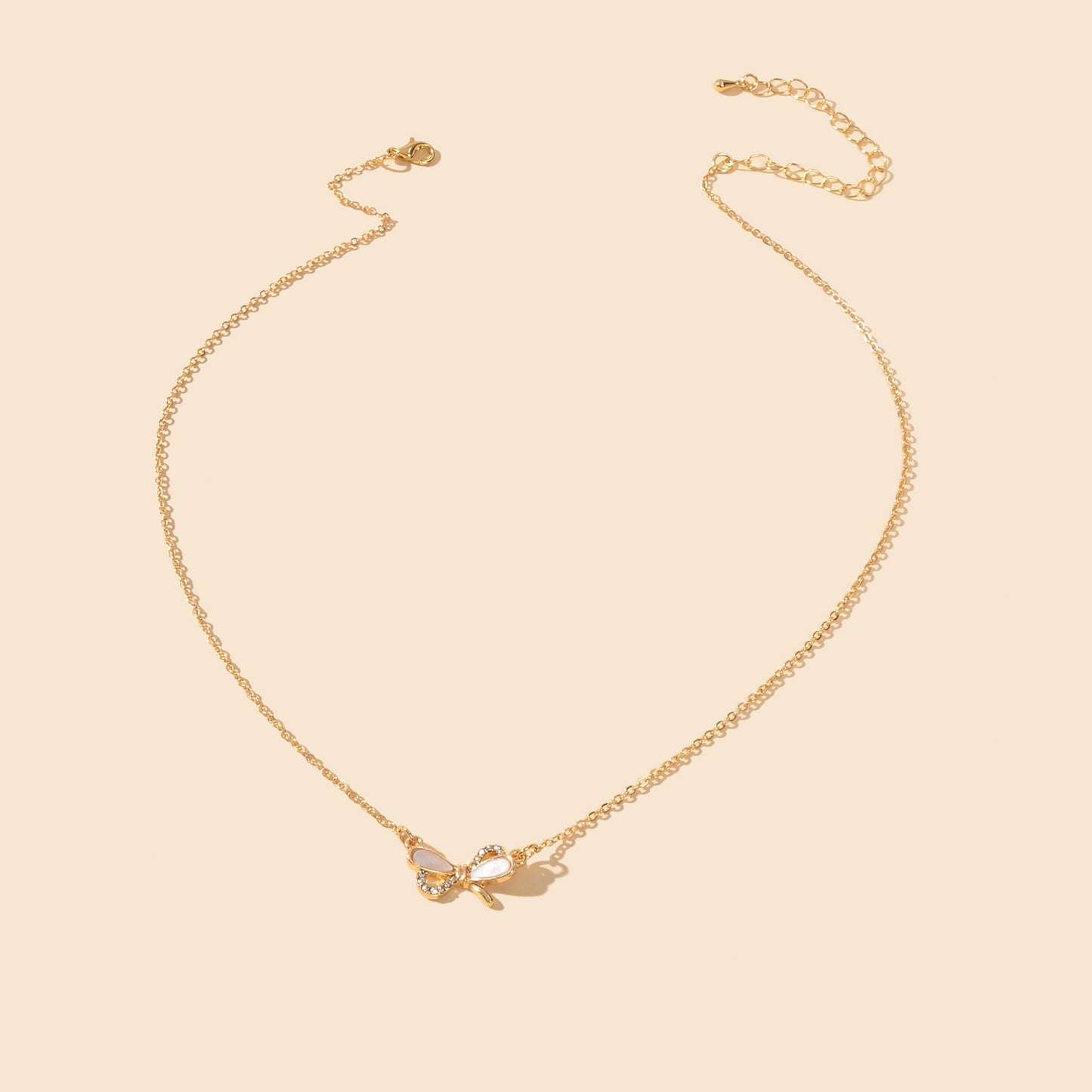 Elegant Gold Chain Rhinestone Decor Butterfly Pendant Necklace for Party Wedding-1