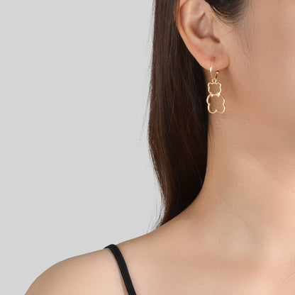 Minimalist Style Lovely Gold Silver Bear Dangle Earrings Women Designer Jewelry-0