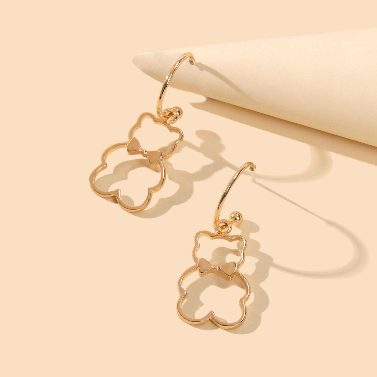 Minimalist Style Lovely Gold Silver Bear Dangle Earrings Women Designer Jewelry-3