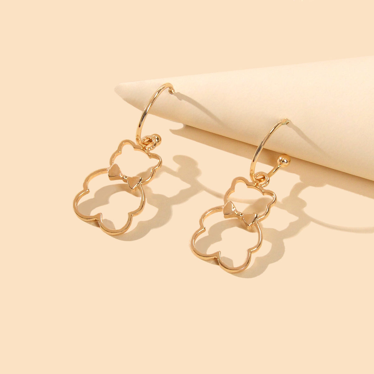 Minimalist Style Lovely Gold Silver Bear Dangle Earrings Women Designer Jewelry-1