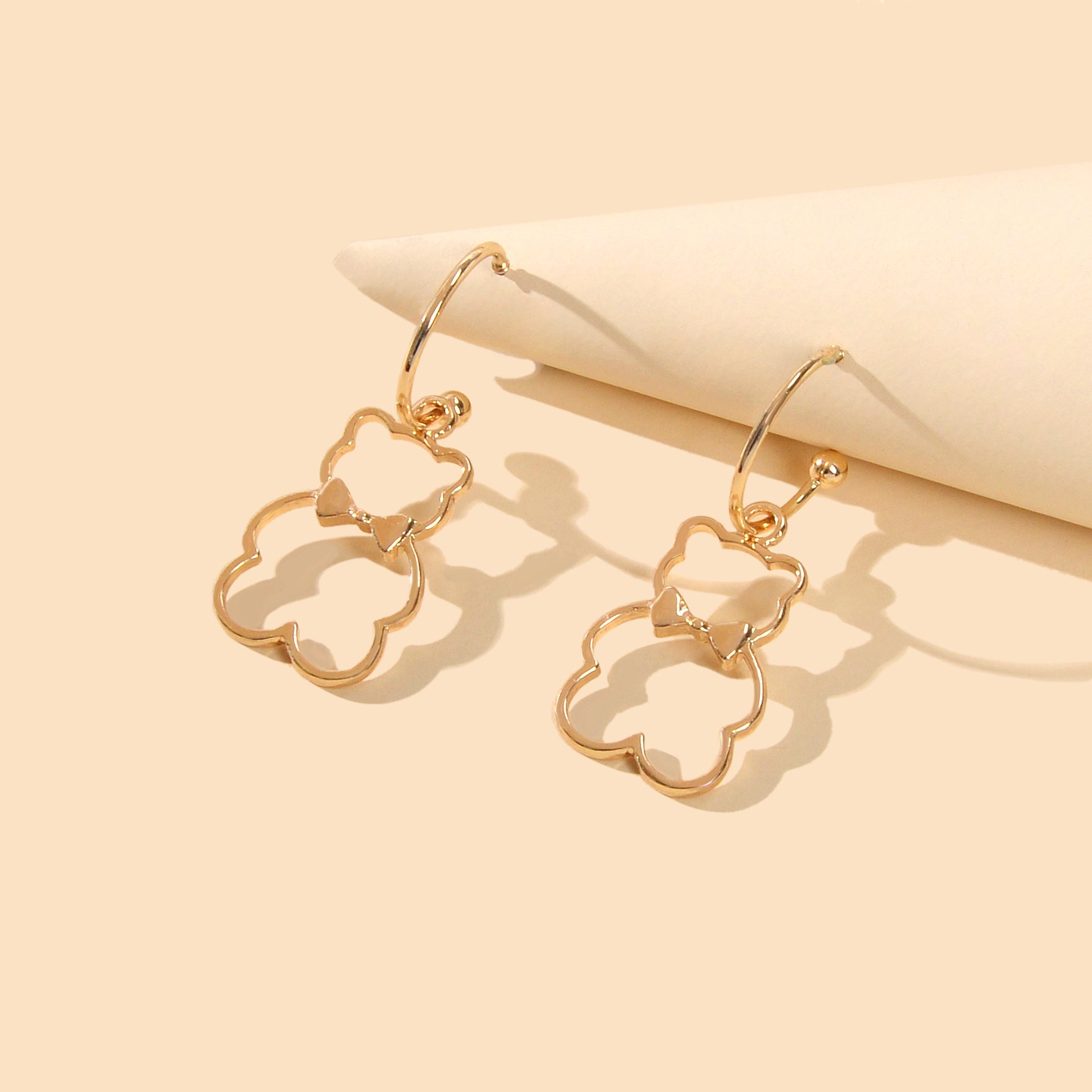 Minimalist Style Lovely Gold Silver Bear Dangle Earrings Women Designer Jewelry-1