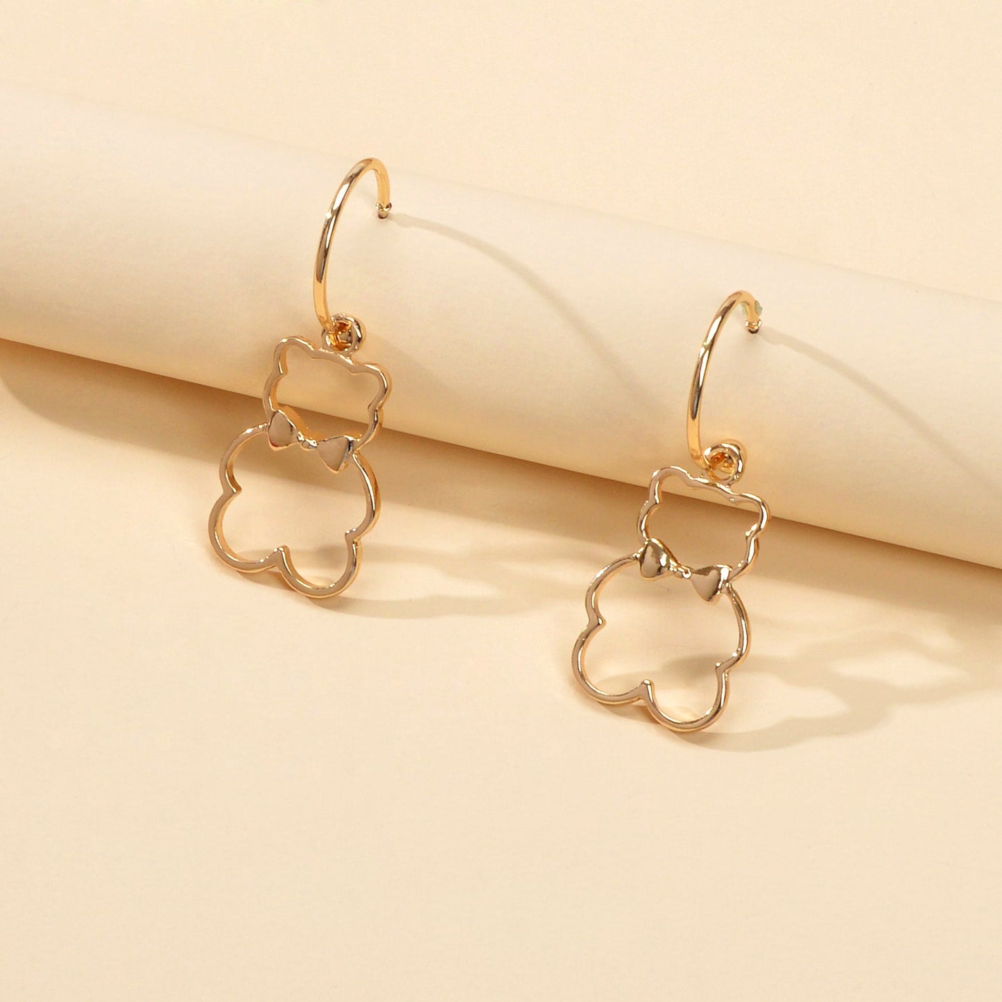 Minimalist Style Lovely Gold Silver Bear Dangle Earrings Women Designer Jewelry-4