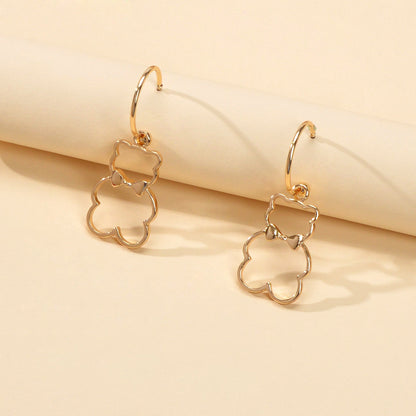 Minimalist Style Lovely Gold Silver Bear Dangle Earrings Women Designer Jewelry-4