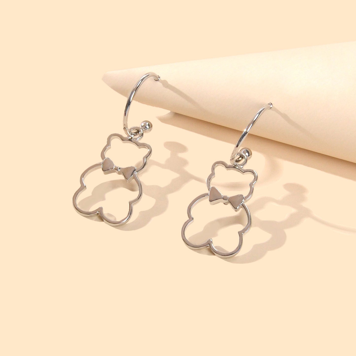Minimalist Style Lovely Gold Silver Bear Dangle Earrings Women Designer Jewelry-2