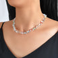 Women Birthday Gift Handmade Heart Resin Transparent Beads Short Collar Necklace-0
