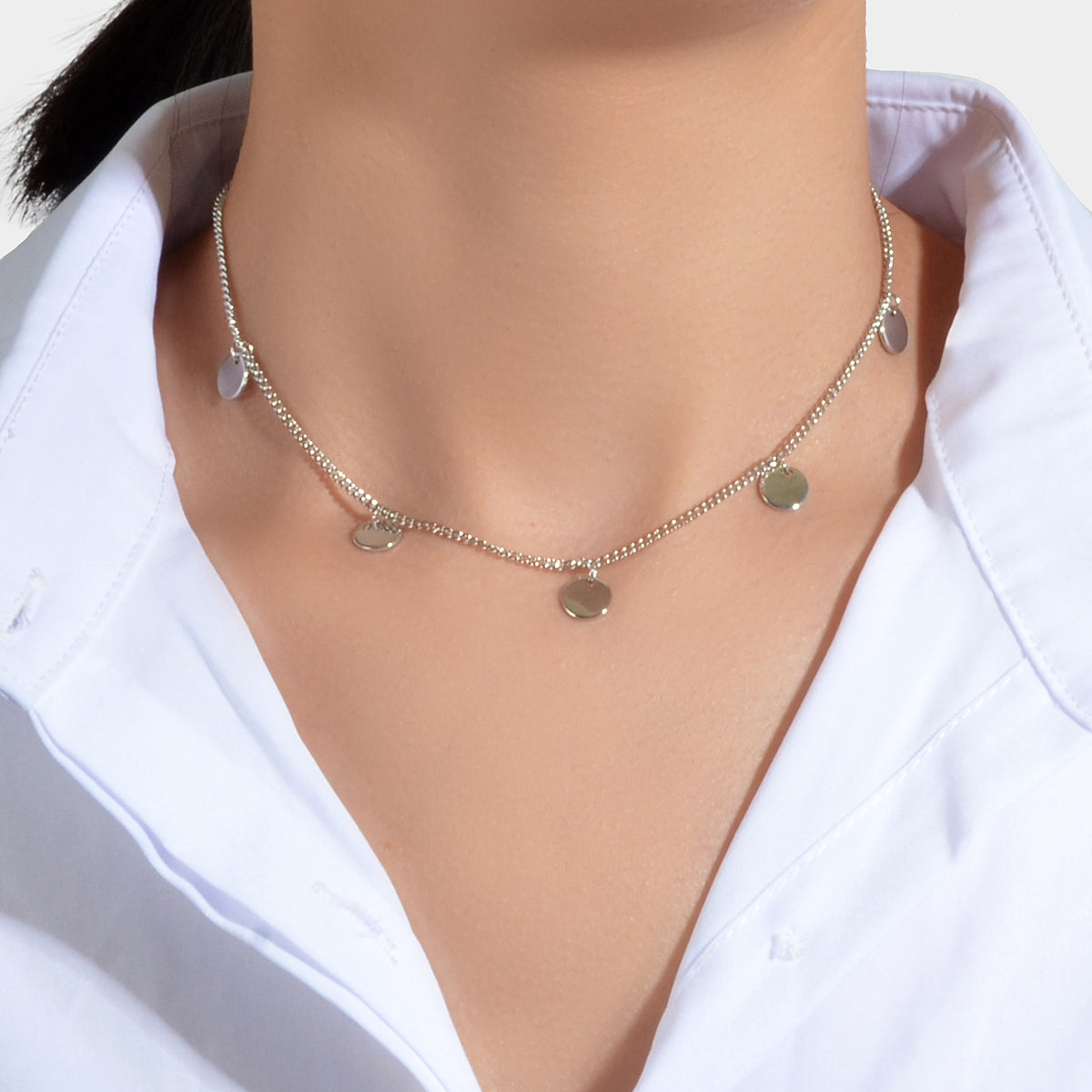 Disc Charm Necklace Delicate Dainty Collar Stunning Sequins Jewellery AU Stock-4