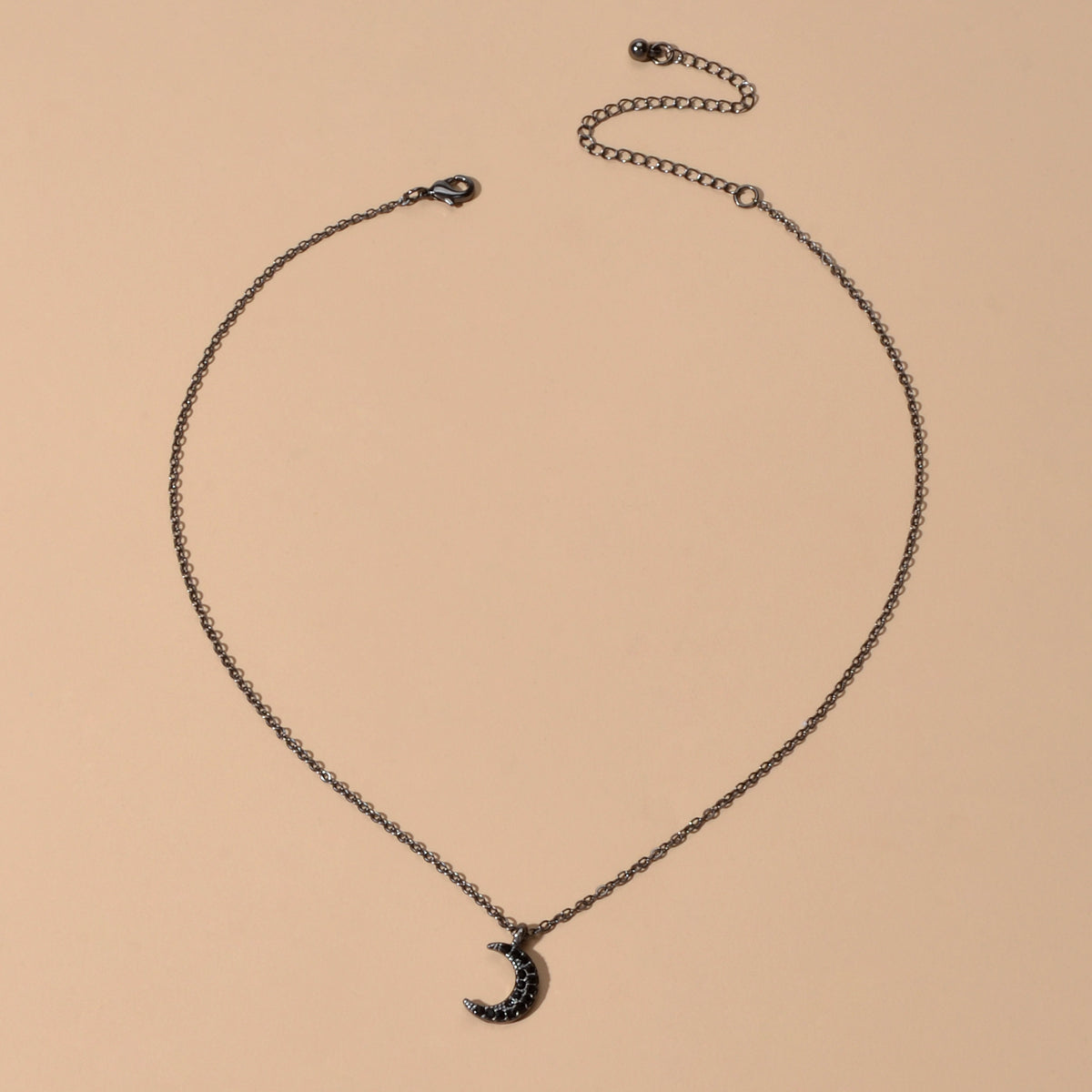 Rock Jewellery Black Cute Crescent Moon Pendant Necklace Minimalist Accessories-2