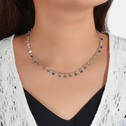 Round Disc Charm Rolo Necklace Dainty Coin Jewellery Bohemia Sequin Party Choker-4