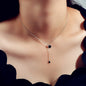 AU Stock Textured Jewellery Black Round Charm Y-lariat Necklace Christmas Gifts-0