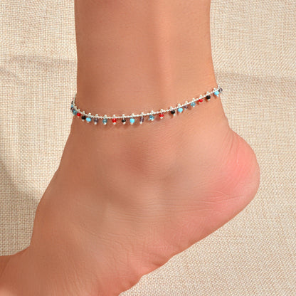 Feelontop Colorful Beads Gold Anklet Bohemia Handmade Beach Bracelet Foot Chain-4