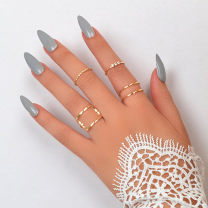4 pcs Gold Hollow Stackable Knuckle Cuff Joint Finger Midi Rings set Size Mixed-0