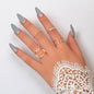 4 pcs Gold Hollow Stackable Knuckle Cuff Joint Finger Midi Rings set Size Mixed-0