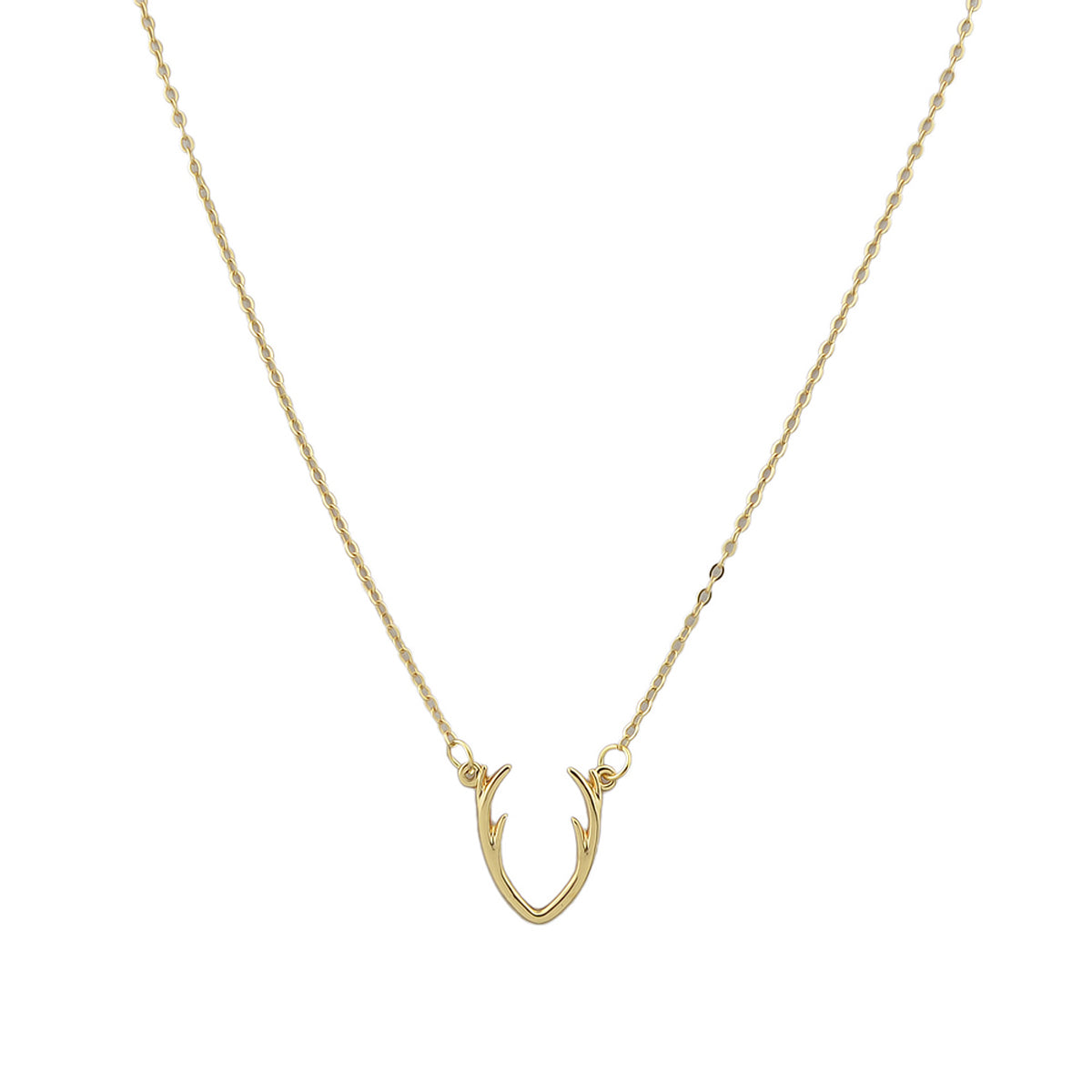 Minimalist Gold Chain Antlers Pendant Necklace Personality Creative Jewellery-0