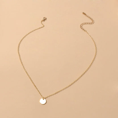AU Post Round Disc Charm Choker Tag Necklace Circle Pendant Bib Plain Collar-1