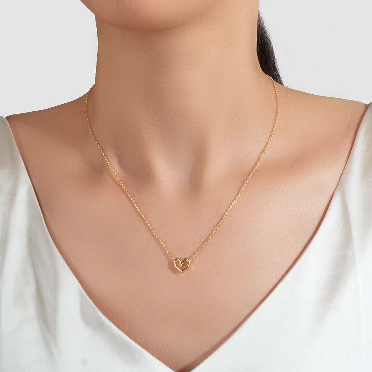 Gold Silver Simple Love Heart Charm Necklace Minimalist Wedding Party Jewellery-0