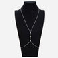 Feelontop Glamorous Pearl Bikini Body Chain Chest Harness Belly Waist Jewellery-5