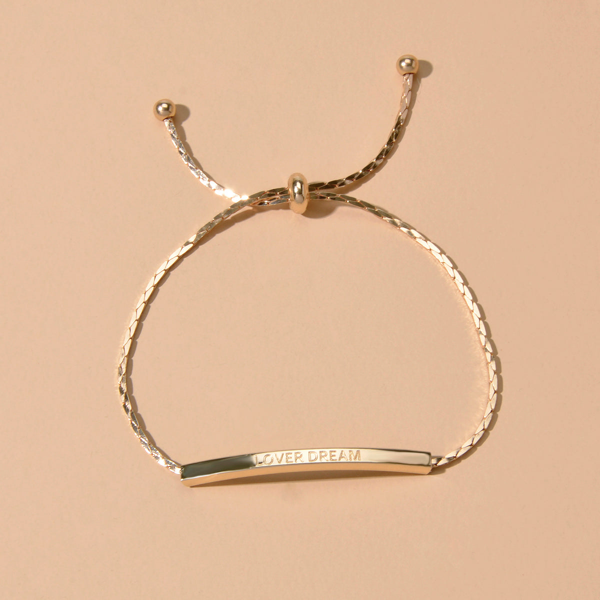 Letter Engraved Adjustable Bar and Ball Beaded Slide Strand Lover Dream Bracelet-0